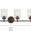 Lámpara tocador 30pulg 4 luces vidrio bronce antiguo