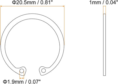 20 Pzas Anillo Retención Interno 19mm Acero Inox 304 Tono Plata