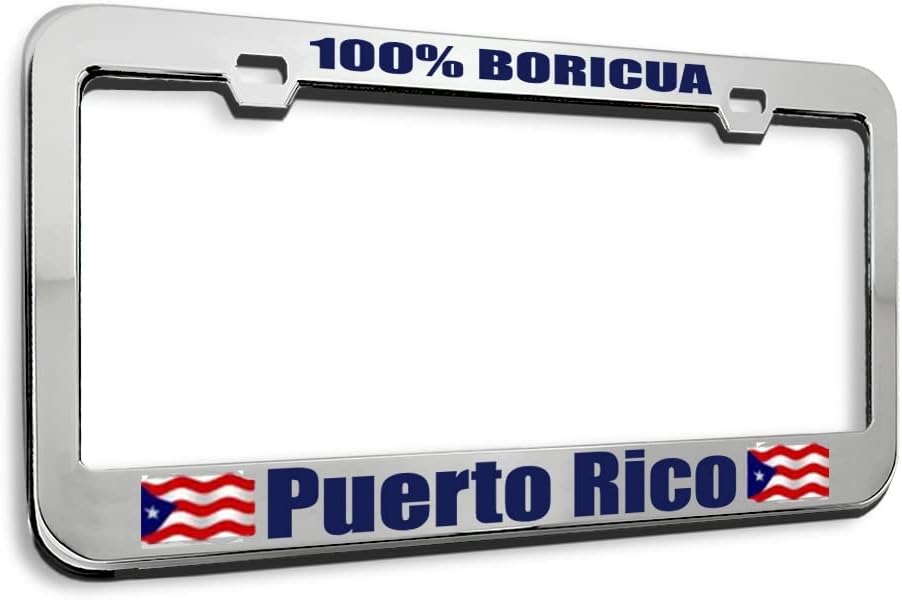 Marco matrícula metal Puerto Rico 2 agujeros cromo