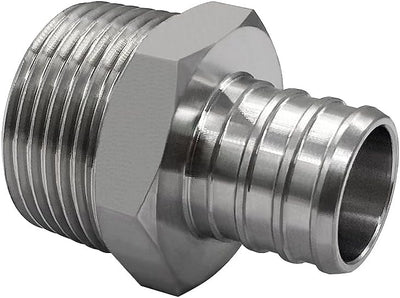 Adaptador manguera PEX acero inox 3/4" a GHT 3/4"
