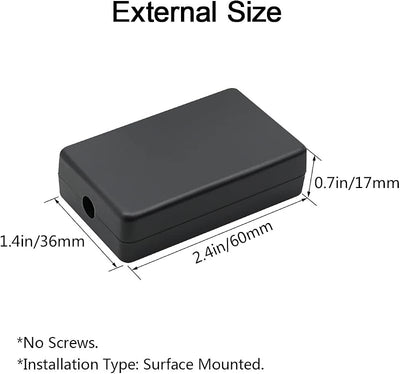 Caja conexiones eléctrica plástico ABS negra 2.4x1.4x0.7pulg