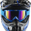 Casco motocross adultos pista azul gafas guantes esqueleto