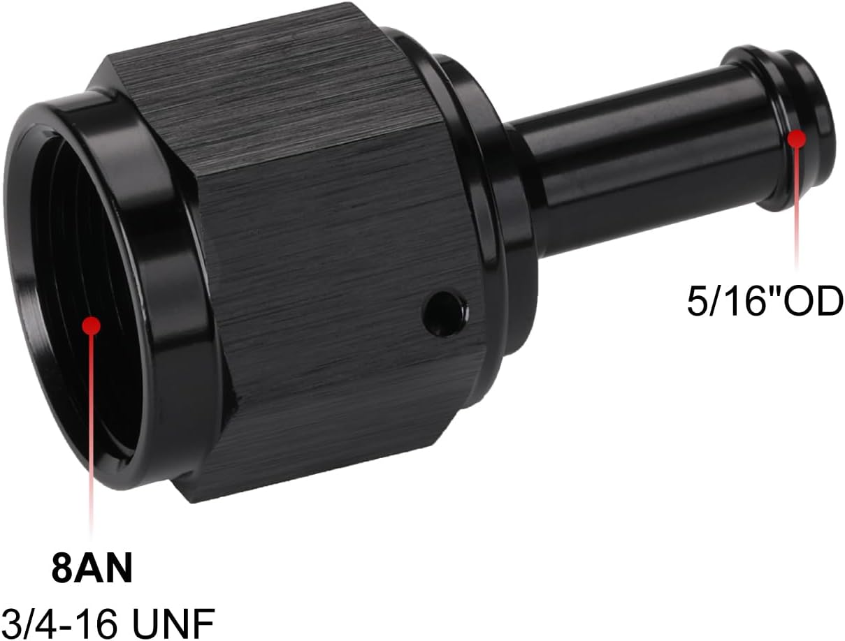 Adaptador hembra 5/16 púa aluminio negro 2 pzas