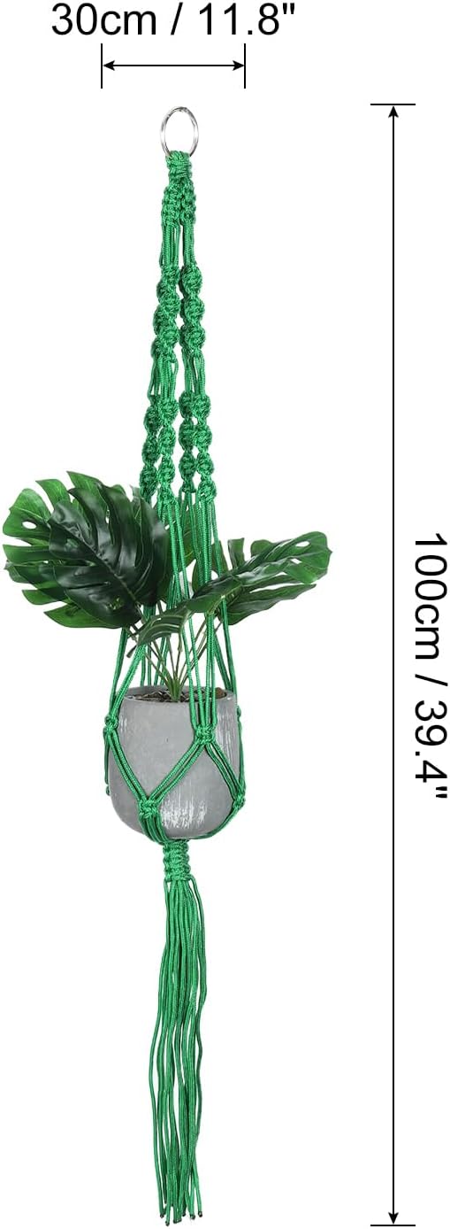 2 Pzas Estantes Colgantes Macramé Madera Plantas Verde
