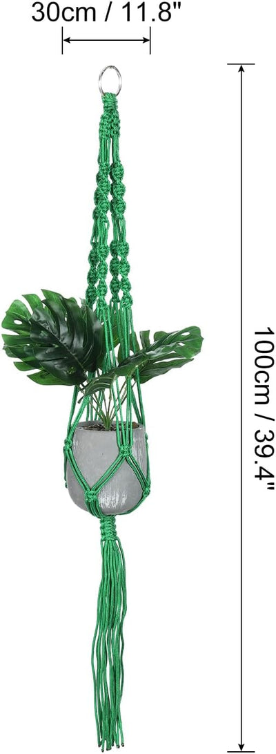 2 Pzas Estantes Colgantes Macramé Madera Plantas Verde