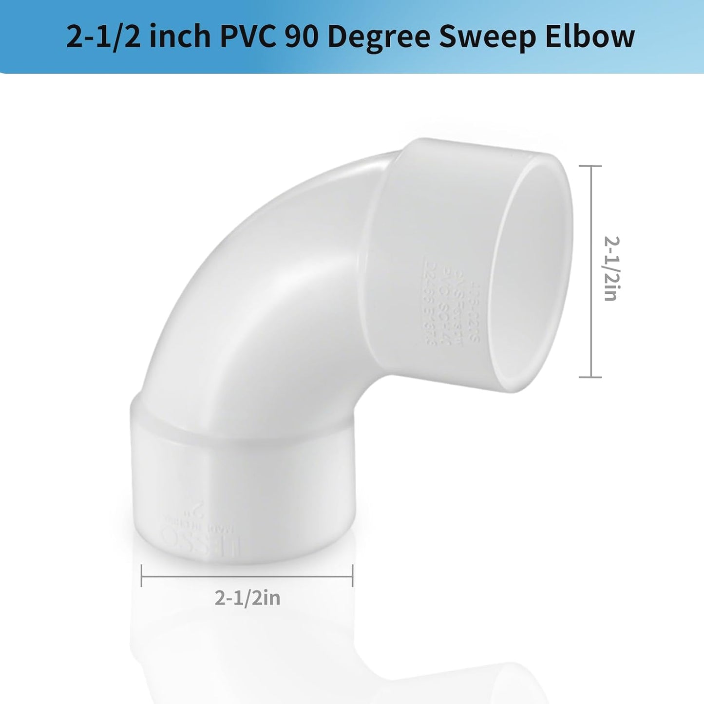 Codo PVC 2 1/2 pulg 90° Sch40 alta capacidad