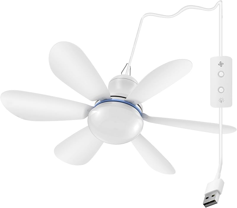 Ventilador techo USB luces 16.5pulg silencioso portátil