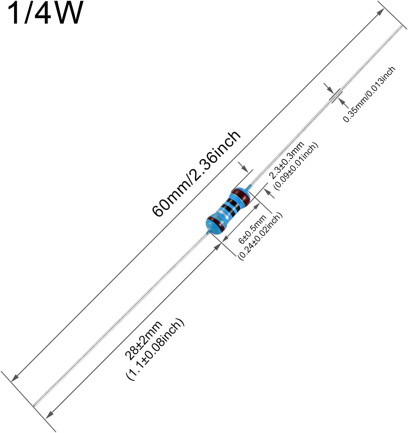 100pcs resistencia 120 ohmios 1/4w película metálica