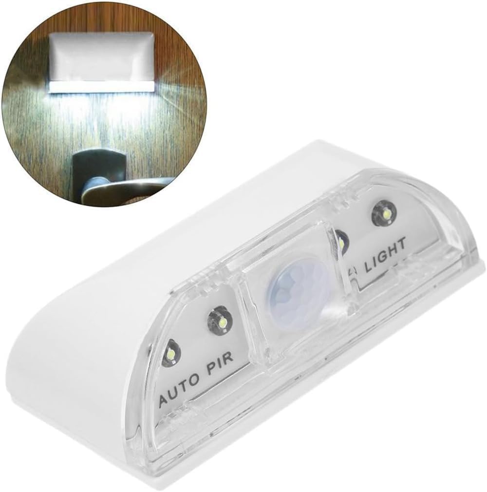 Luz puerta sensor movimiento 4 LED pilas pack 2 blanco