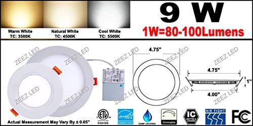 Panel LED empotrable blanco cálido 9W 4.75pulg