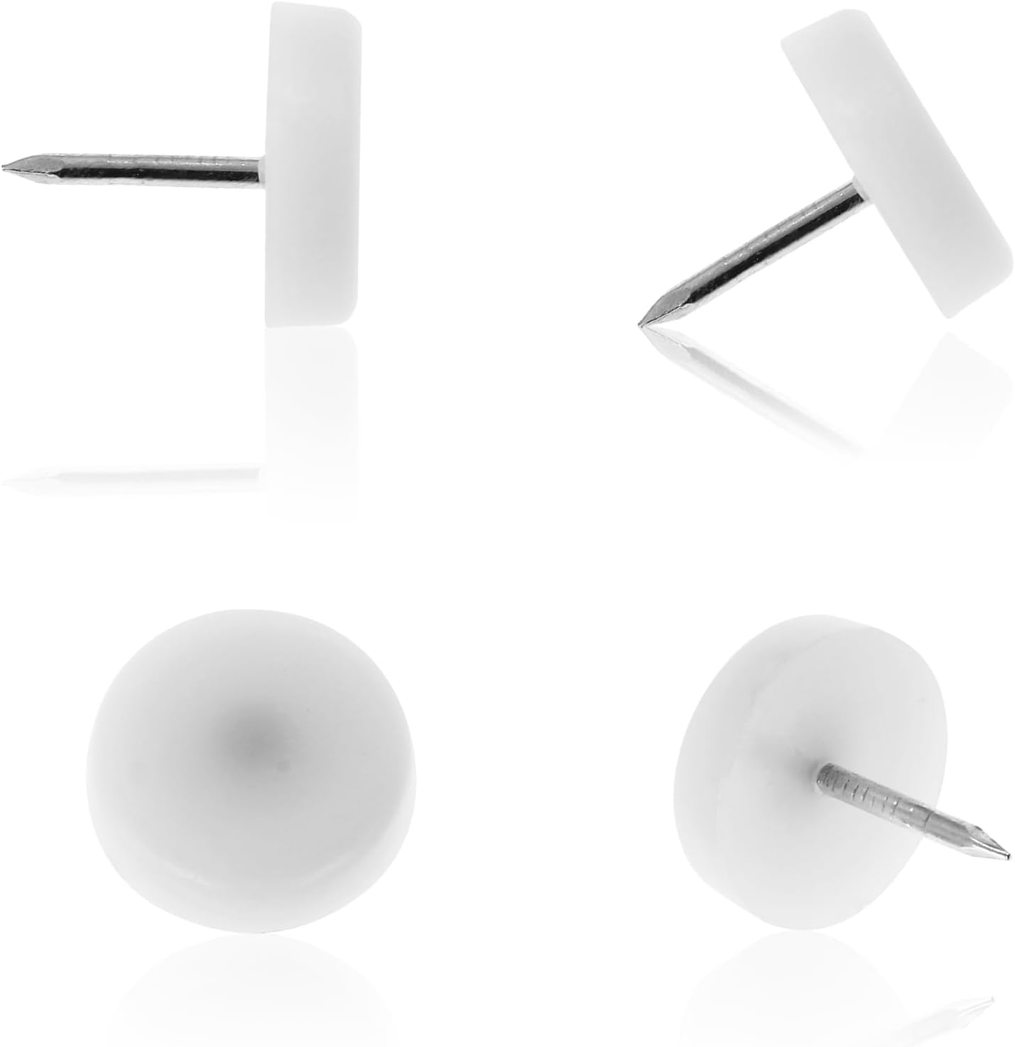 40 Pzas Clavos Muebles Deslizantes 0.71pulg Plástico Blanco