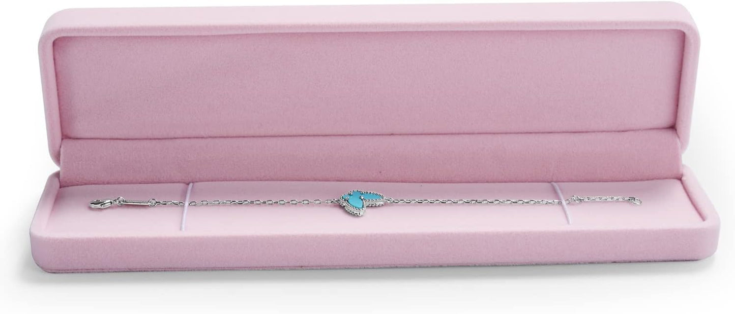 Caja terciopelo rosa para pulseras y collares
