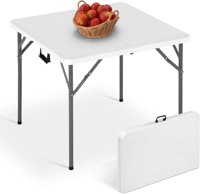 Mesa plegable plástico 34" cuadrada asa camping