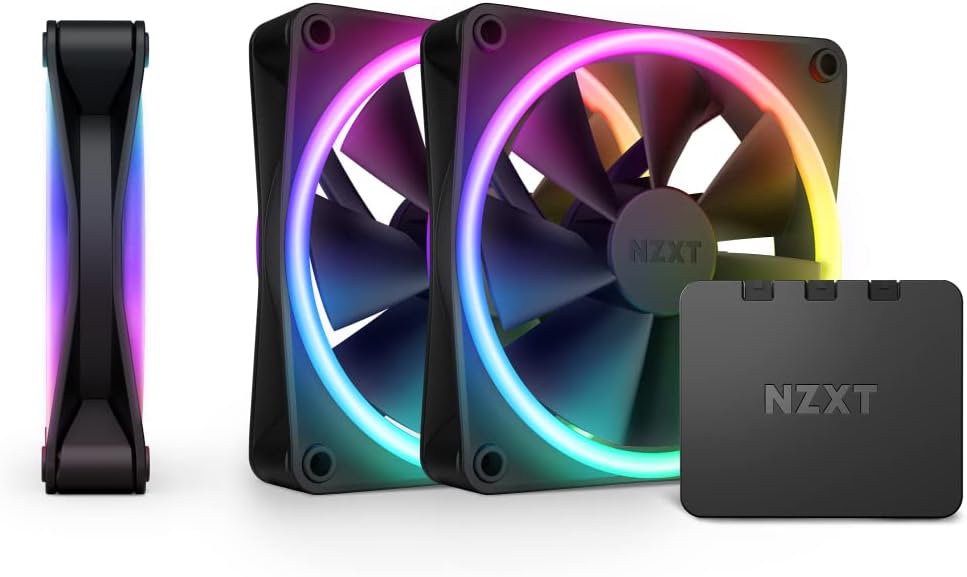 Ventilador RGB doble cara 4.724" set 3 negro con controlador