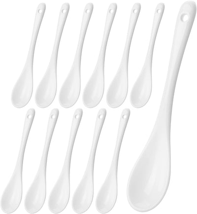 Juego 12 cucharas porcelana blanca para espresso