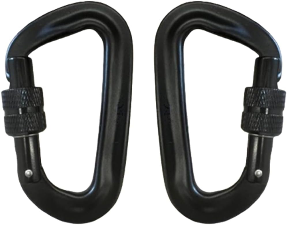 Clips mosquetón bloqueo negro aluminio 7075 forma D 2 pzas