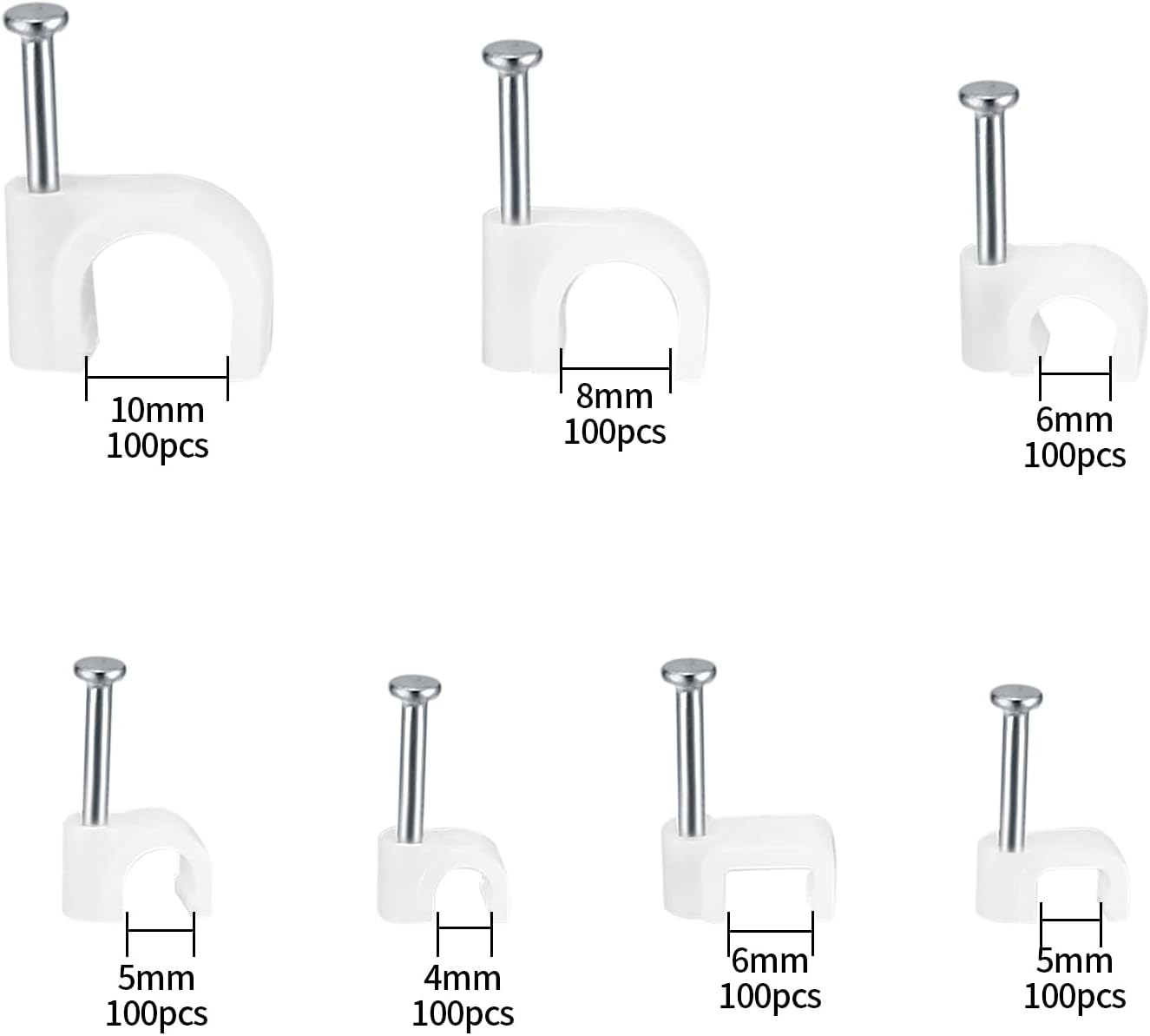 700 Clips Cable Acero 0.157-0.394pulg para Pared