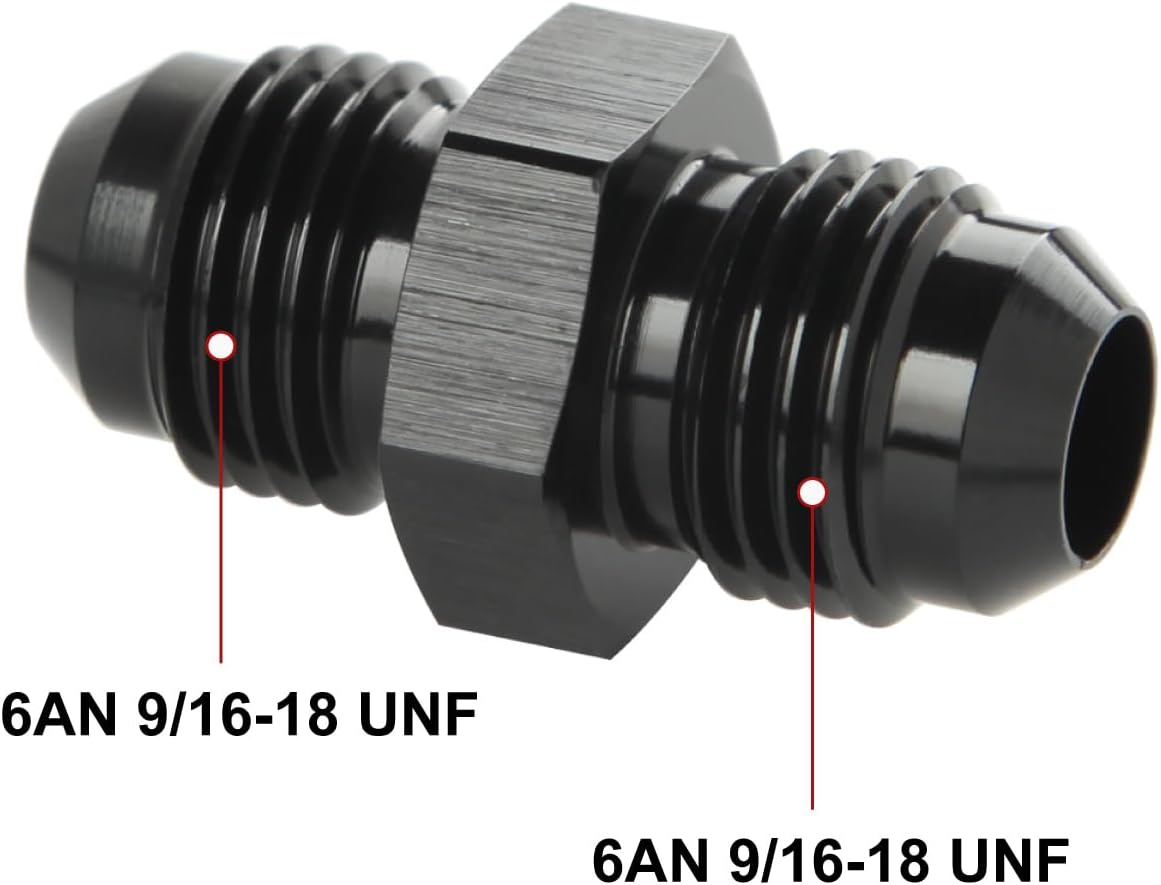Adaptador 6AN macho acampanado aluminio negro pack 2