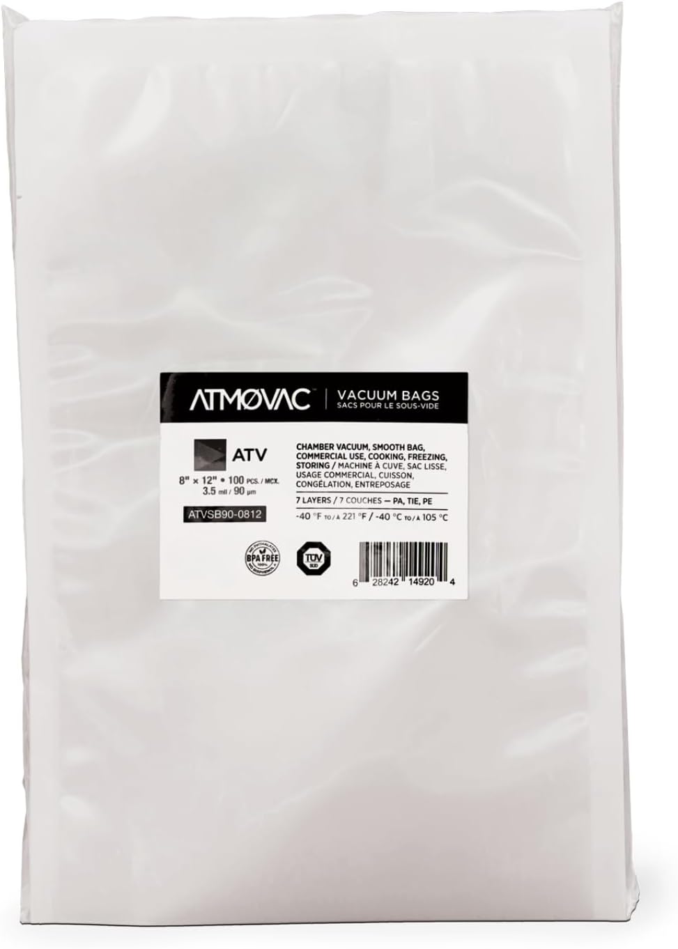 Bolsas selladoras al vacío sous vide 8x12pulg 100uds sin BPA