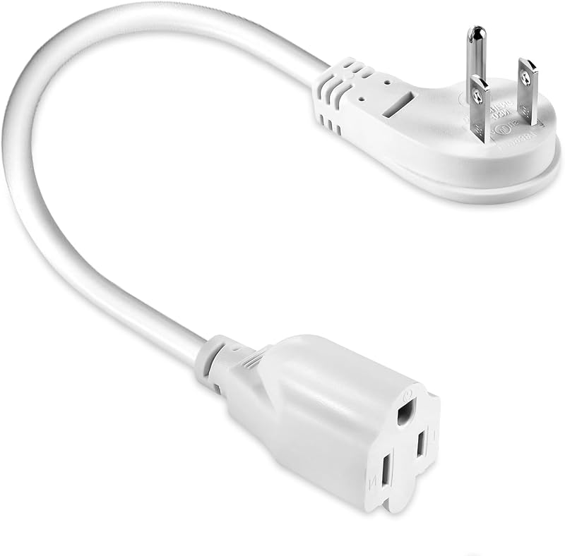 Cable extensión 1875W 15A enchufe plano 3 clavijas 16AWG blanco