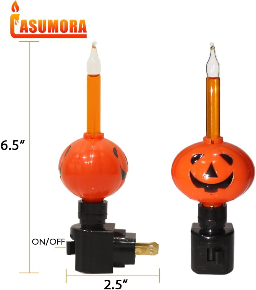 Luz nocturna Halloween calabaza con enchufe giratorio