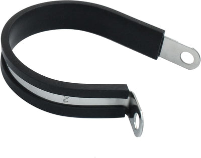 10 Abrazaderas Cable 2pulg Acero Inox y Goma Negro Tipo R