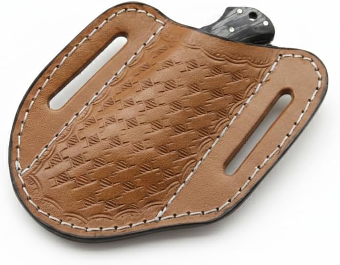 Funda cuero cinturón EDC cuchillo plegable trampero