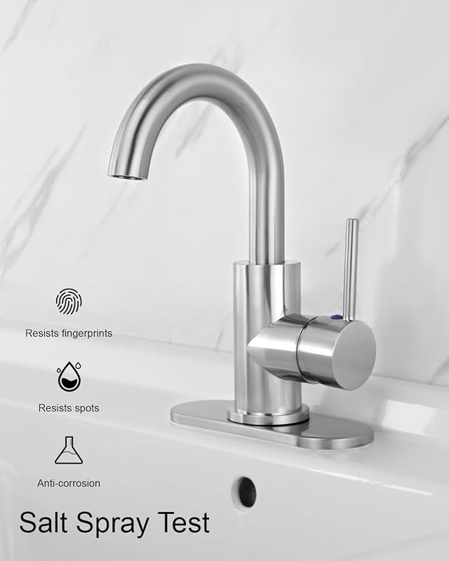 Grifo baño boquilla giratoria mango níquel cepillado