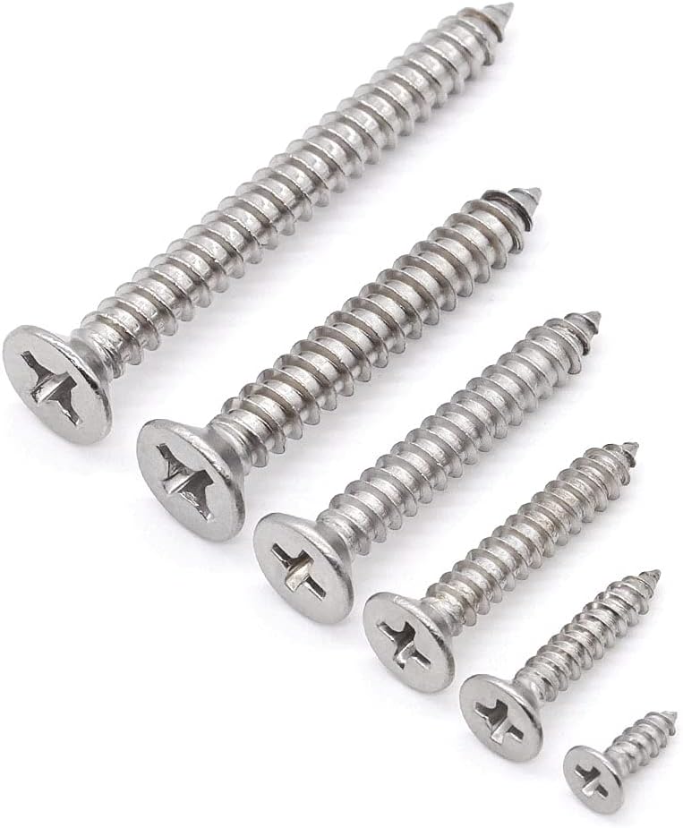 Tornillos madera cabeza plana #14x2.5pulg acero inox 304 30 pzas