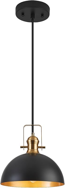 Lámpara colgante ajustable 12" estilo granja negra mate