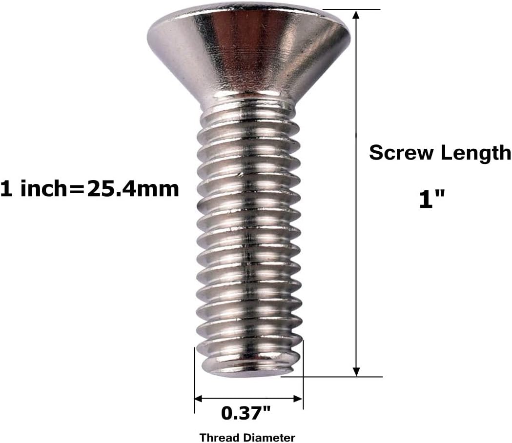 Tornillos avellanados 3/8-16 x 1 acero inox 304 10 pzas