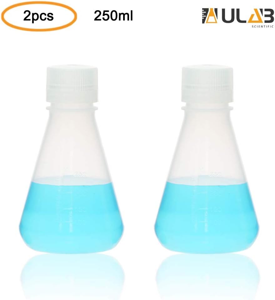 Herraje Erlenmeyer cónico 8.5oz con tapa rosca pack 2