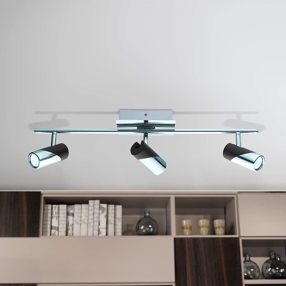 Luz pista LED 3x4.4W acabado cromado y negro set 2