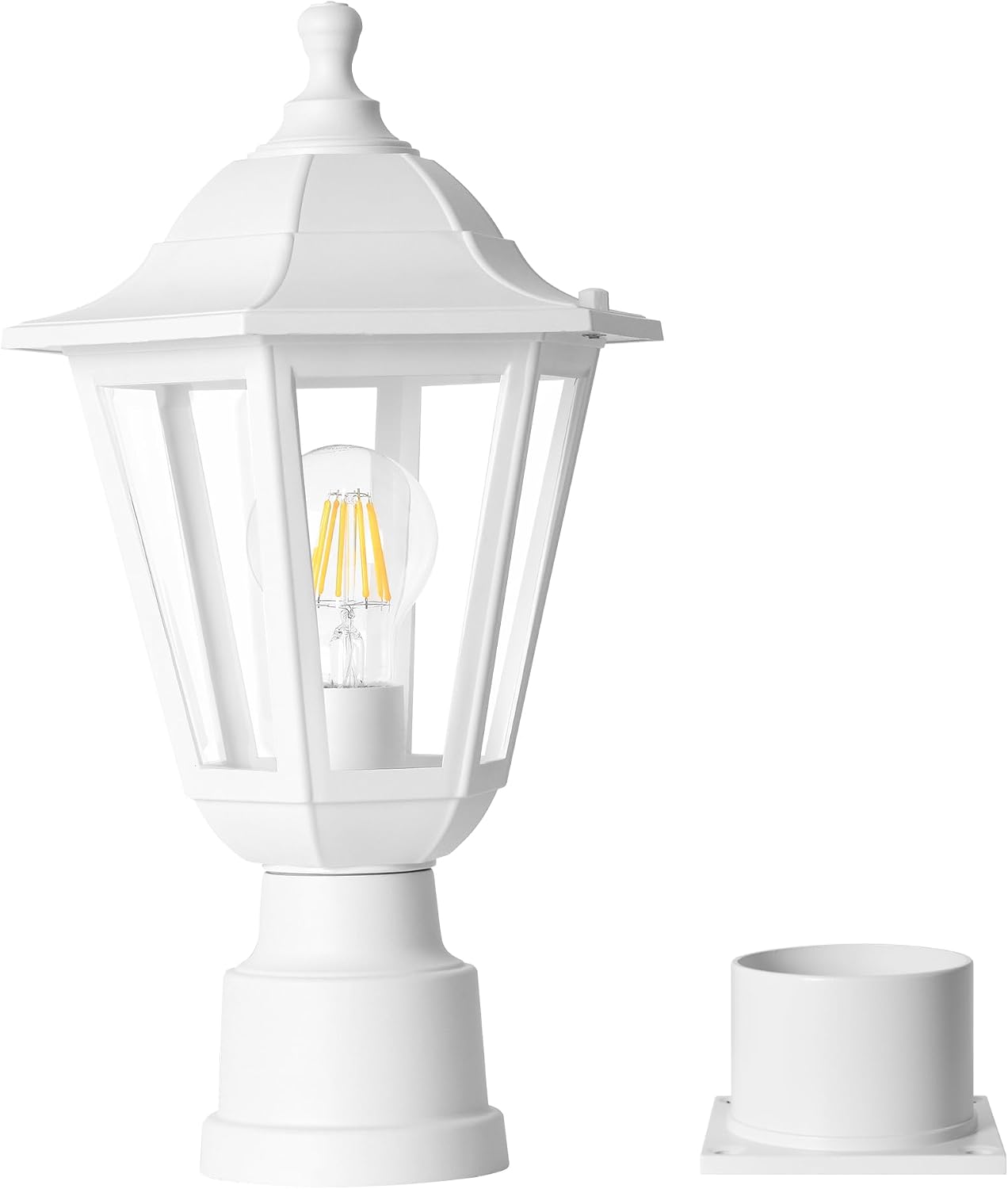 Luz poste exterior blanca impermeable enchufe E26
