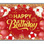 Cartel cumpleaños rojo y dorado 6x3.6ft para niños y adultos