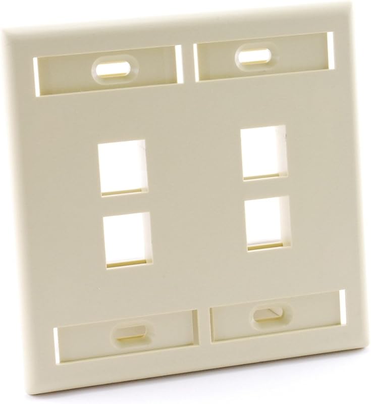 Placa pared QuickPort doble salida 4 puertos marfil