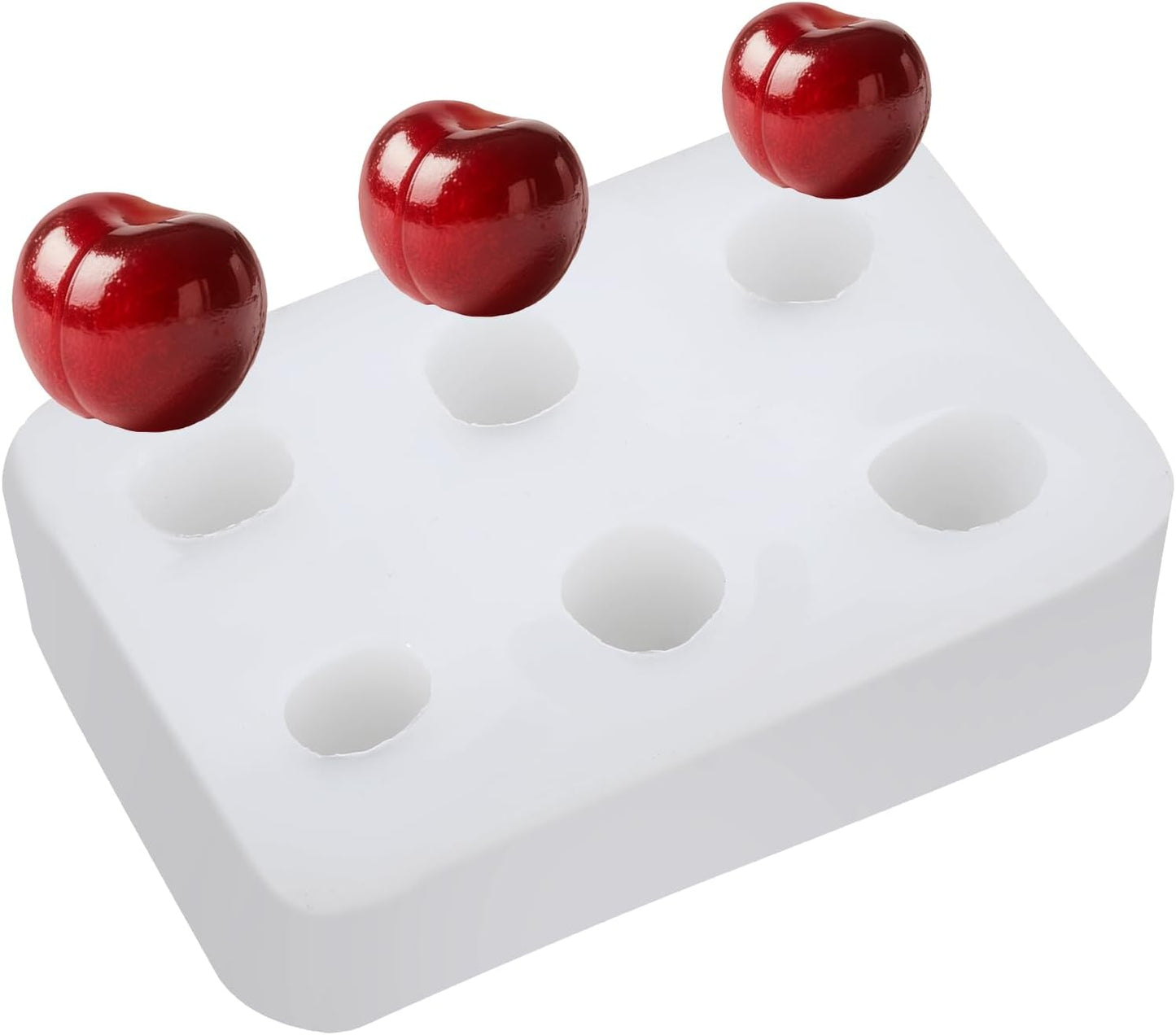 Molde silicona cereza 6 cavidades para chocolate y pasteles blanco