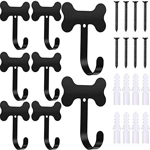 8 Ganchos Acero Inox Forma Hueso Perro para Colgar Negro