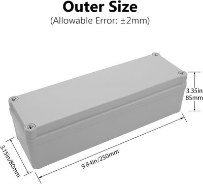 Caja eléctrica ABS IP67 impermeable 9.8x3.1x3.3pulg gris