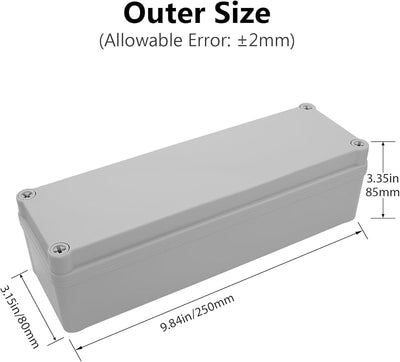 Caja eléctrica ABS IP67 impermeable 9.8x3.1x3.3pulg gris