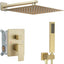 Set grifo ducha pared 12" lluvia teleducha dorado