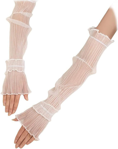 Manga brazo encaje fruncido protección solar deporte