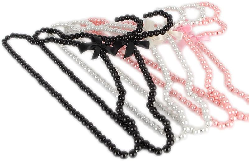 10 Pzas Perchas Plástico con Perlas 16pulg Blanco