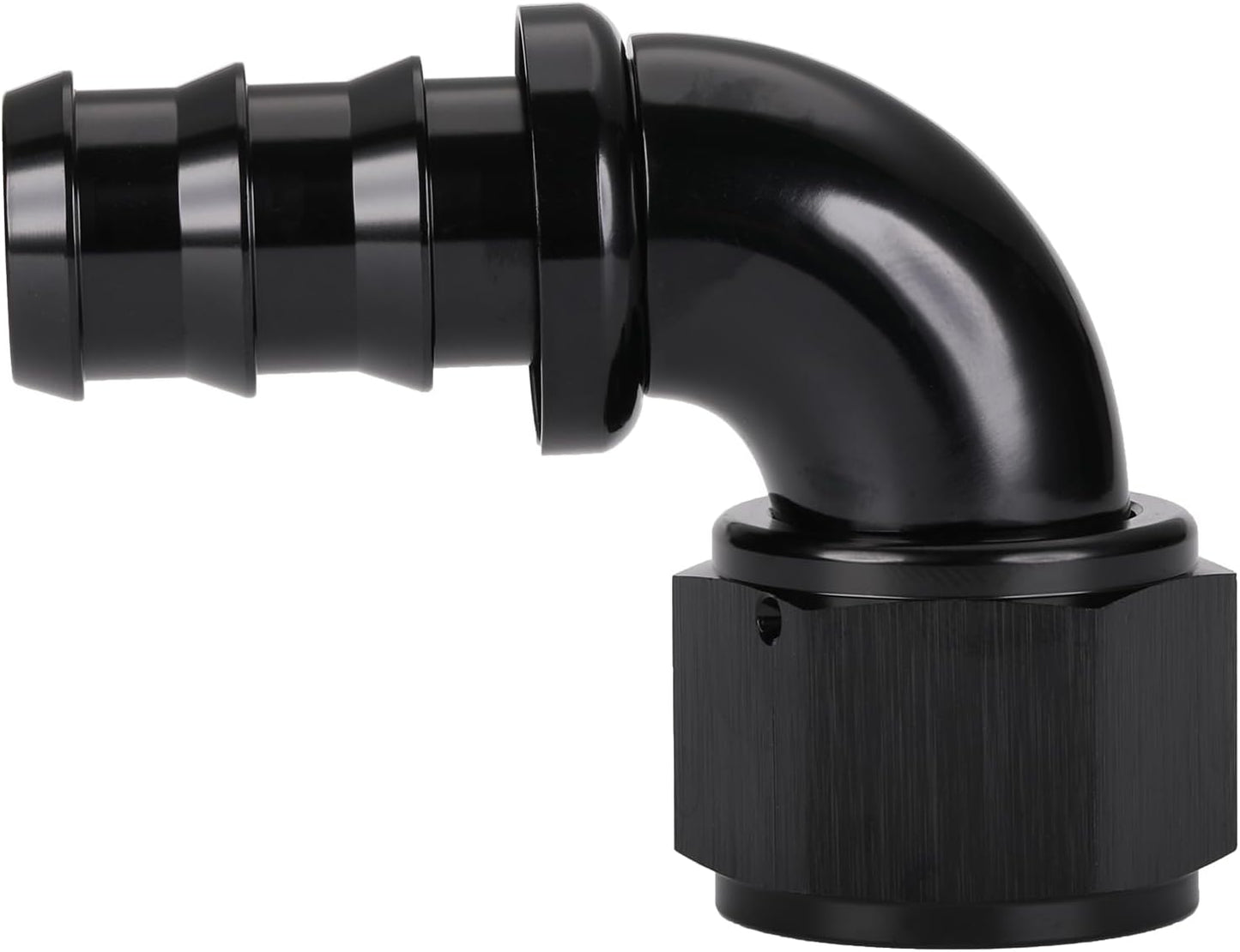 Codo manguera 90 grados cierre empuje aluminio negro