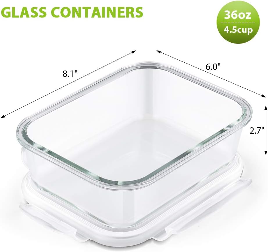 Recipientes vidrio 36oz 5uds con tapas cajas Bento