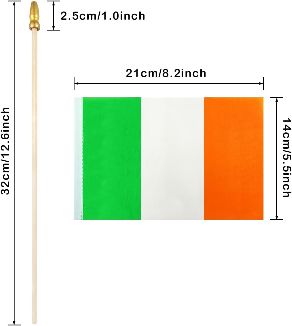 12 Pzas Bandera Irlandesa con poste madera lanza