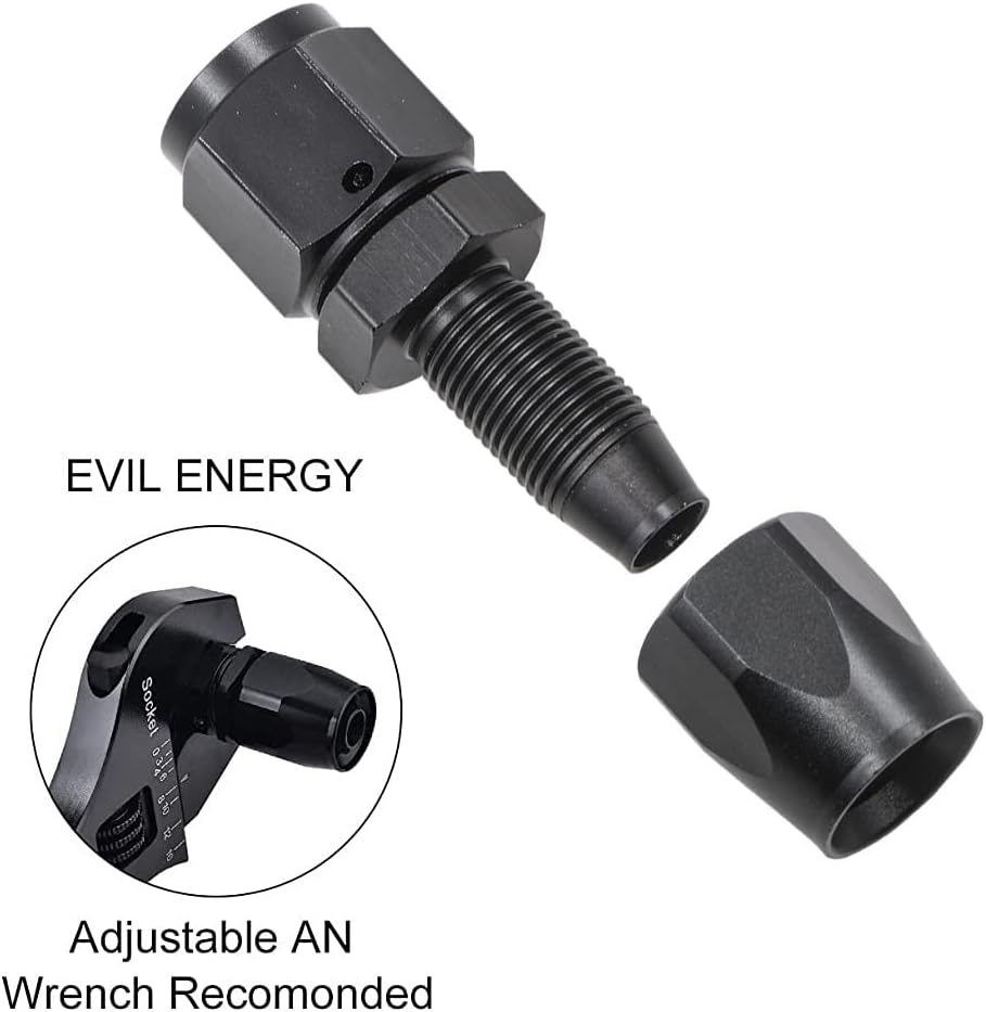4 Pzas Adaptador AN6-6AN Manguera Combustible Negro