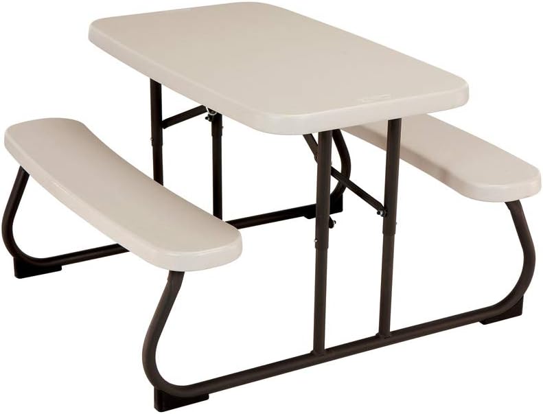 Mesa picnic niños polietileno acero 32.5x19in color almendra