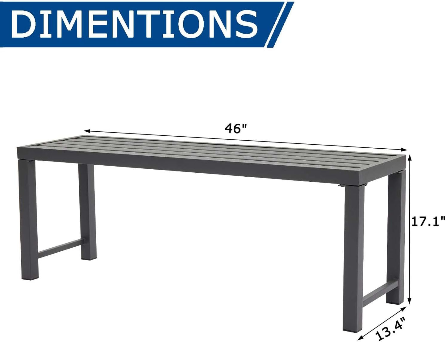 Banco gris metal exterior resistente set 2 soporte plantas