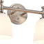 Lámpara baño níquel cepillado 2 luces sobre espejo vintage